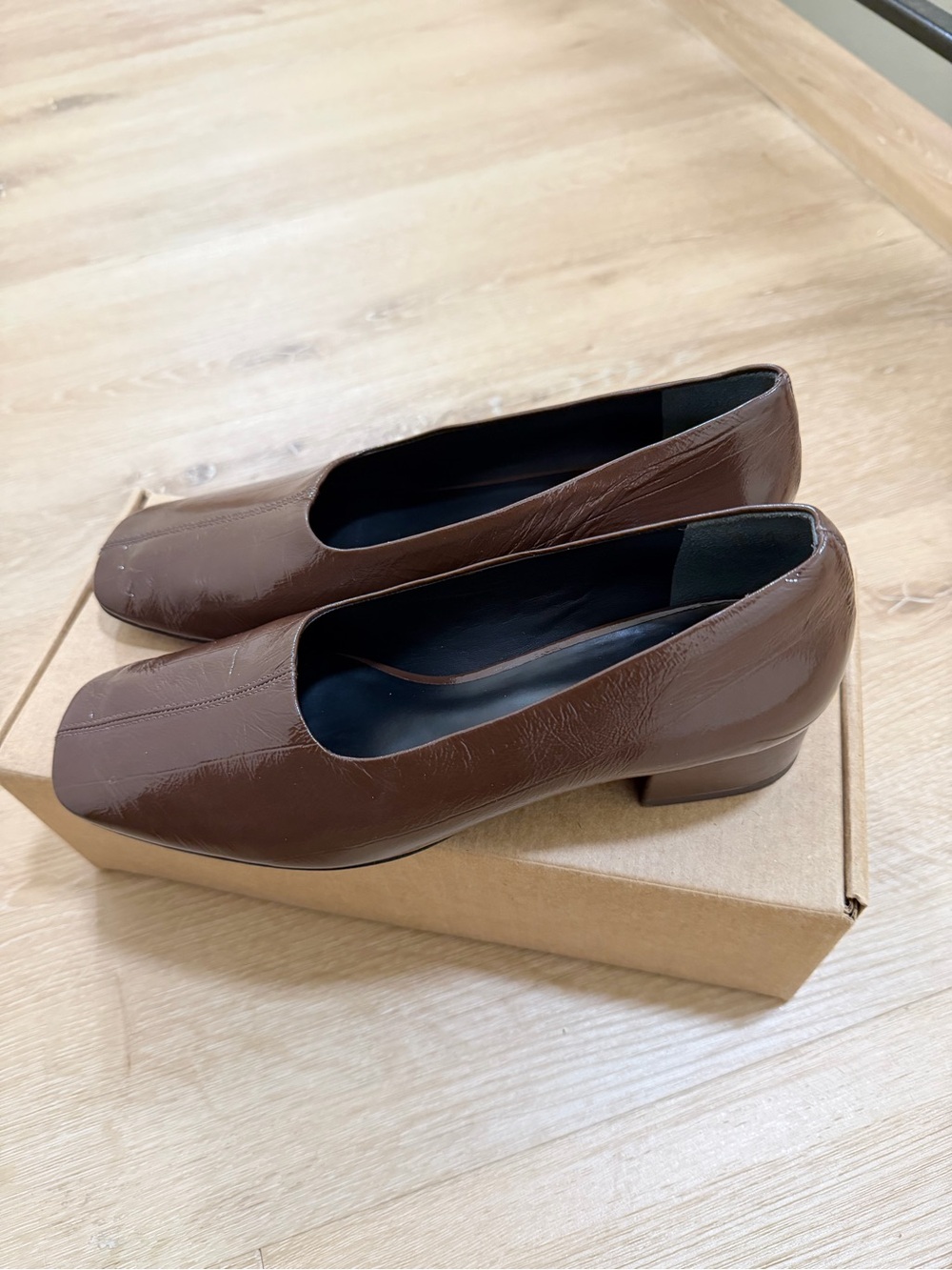 Reformation Inez Pump Espresso Brown Heel Sz 8 Leather - Picture 3 of 7